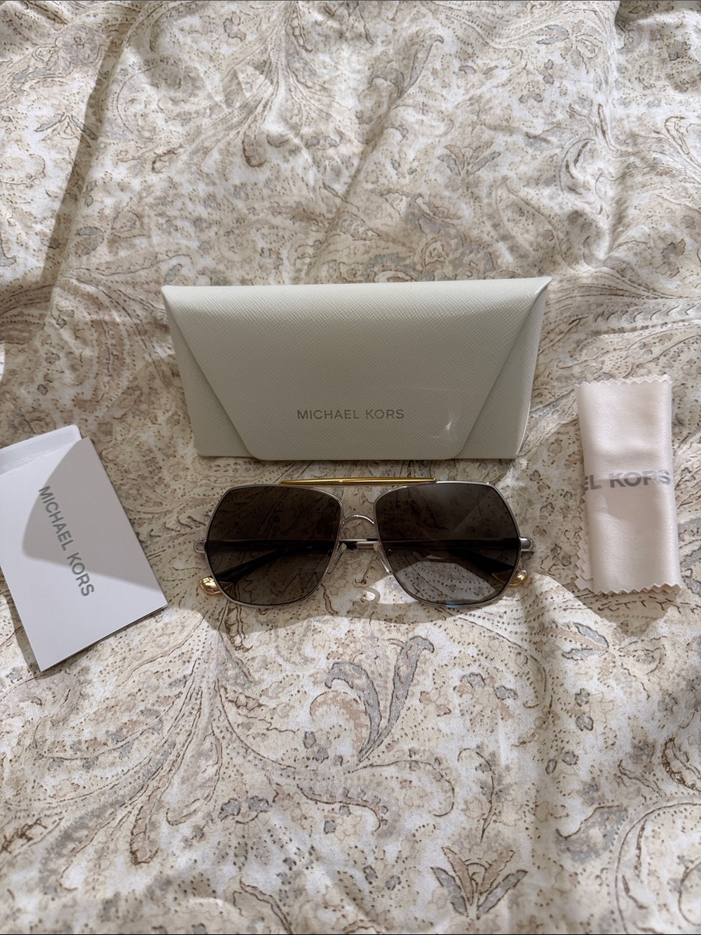 Michael Kors Aviator Sunglasses in Gold & Silver